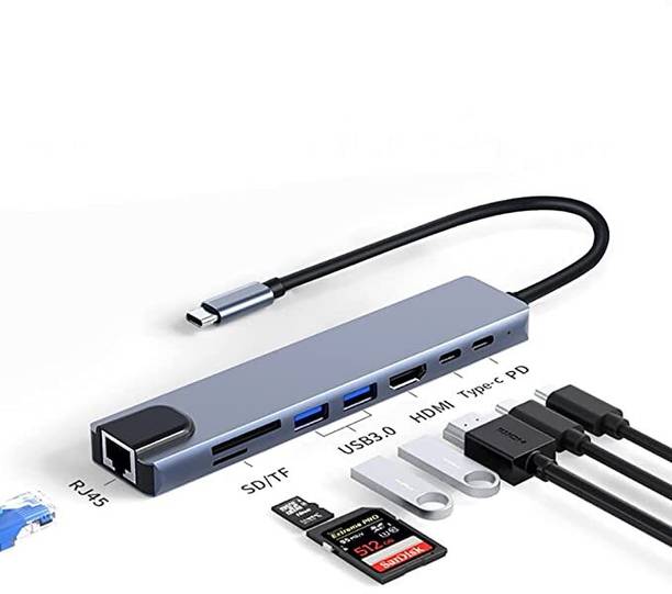 RuhZa 8 in 1 USB C Hub Multiport Adapter w for MacBook Pro/Air and Other Type C Devices USB Hub