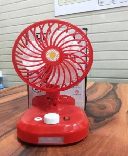 JAIN ELECTRONICS Portable Electric Mini USB Table Fan Air Cooler LED Lamp Handy Chargeable Wind Fan Indoor Outdoor High Speed Cooler Home Car kitchen Desk Travel Rechargeable USB Fan
