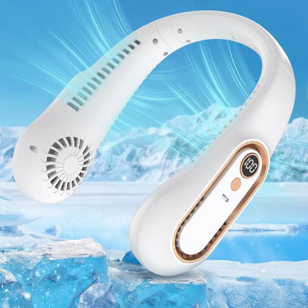 Solisca Rechargeable Neckband Fan-Ideal For Outdoors And Indoor Activities Rechargeable Mini USB Personal W Fan with 360 Rotation USB Cable USB Air Cooler Rechargeable USB Fan