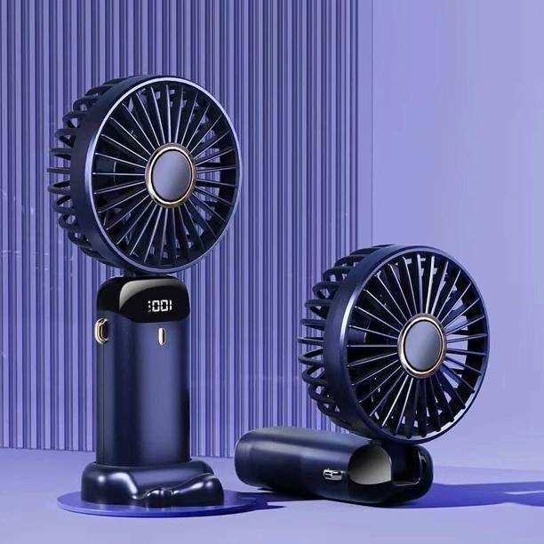 HRKA Display Fan Hand 5 Speed with Foldable 90° & Easy Portability Rechargeable D55 Portable Display Fan Hand 5 Speeds_HS55 USB Fan