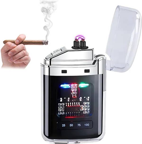 FIRERMAN Stylish Dual Arc Electric Lighter - Unique Transparent FI Windproof Cigarette Lighter, Rechargeable with USB AI Cigarette Lighter