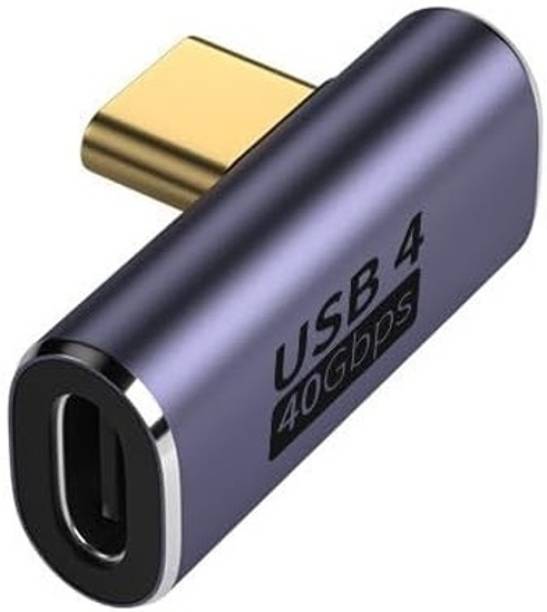 microware USB C Right Angle 40Gbps,90 Degree Type C Male to Female Adapter Extender 8K 60Hz 100W PD for Thunderbort 4/3, HUB, Docking, Tablet. Laptop Accessory