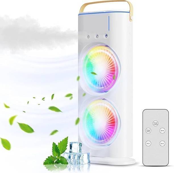 ravya enterprises Double Fan Mist Cooler Portable Air Conditioner Fan 2 HOURS Battery Backup Double End Air Cooler Fan | Double End Mist Cooler Fan | Mini Air Cooler USB Air Cooler