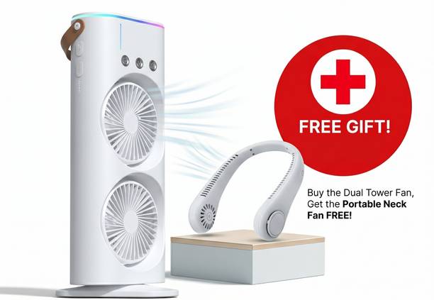 Lucky Gadgets DOUBLE SPRAY FAN, FREE GIFT NECKFAN PE-NF-MICO-002 Rechargeable Fan, USB Air Cooler