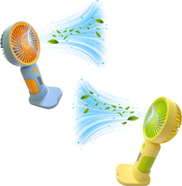 WOYR 2 PC Premium Quality Rechargeable Portable Mini Fan with 3 Speeds|Small Fan Portable Rechargeable Fan with Mobile Stand Rechargeable Fan