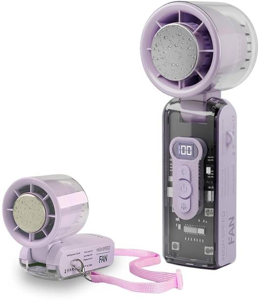 ZENOVIA Portable Rechargeable Fan with Cooling Effect, High-Speed Handheld with DisplaY with LED light USB Air Cooler