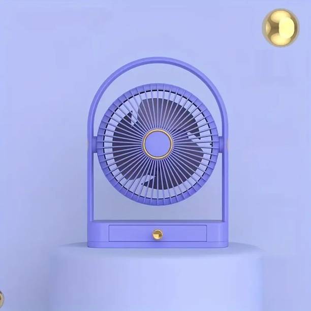 lukzer Mini Electric Fan with a Drawer Rotatable Head USB Portable Speed Adjustment Fan for Home Office Bedroom (18.5 x 13.5 x 4.5cm) USB Fan