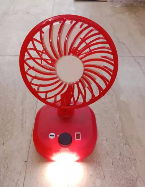 JAIN ELECTRONICS Handy Electric Mini Portable USB Table Fan Air Cooler LED Lamp Chargeable Wind Rechargeable Indoor Outdoor Fan High Speed Cooler Home Car kitchen Desk Travel USB Fan