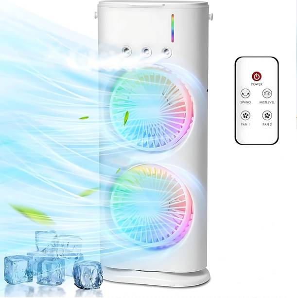 PYXBE Desk Fan with Mist Spray,Portable Desk Table Cooling USB Portable Double-Ended Spray Fan,Personal Foldable USB Air Cooler, Rechargeable Fan