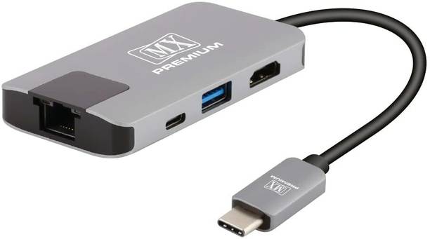 MX 4 in 1 Type C USB Hub with HDMI/USB3.0 /RJ45 /Type-C Charging Port Adapter P 5110-HUCE USB Cable