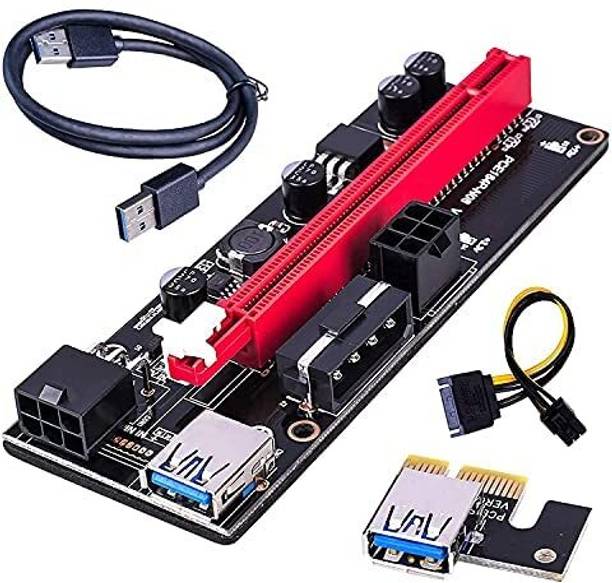 DooBuy Gold Plated PCI-E 1X to 16X USB Riser V018-Pro PCIe Riser Adapter Card for Heavy GPUS RTX 3070 3080 3090 Series (009S) Expansion Card