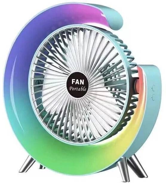 HAIYUN G Shape Fan Portable Mini G light Rechargeable Desk Fan with LED colourful Light USB Fan
