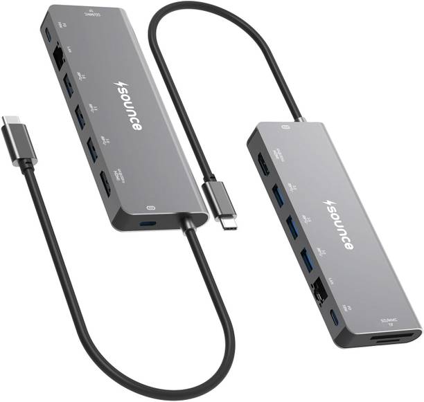 sounce 9 in 1 USB Type C Hub Multiport Adapter with 4K@30Hz HDMI, Type C 60W PD Hub with LAN & Card Reader|SNC-9in1-HUB USB Hub
