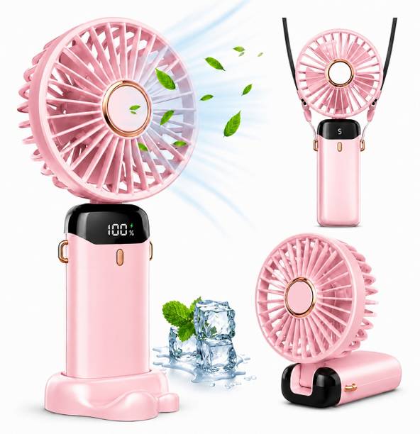 Coolixa Mini Portable Cooling Fan Strong Wind, LED Display, Quiet Airflow Performance. Rechargeable USB Fan