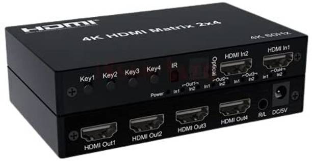 VOOCME 2x4 HDMI Matrix Switch 4K 60Hz 2 in 4 out Matrix HDMI Switch Splitter Converter With Audio Extractor For Dolby PC to TV Monitor HDMI Connector