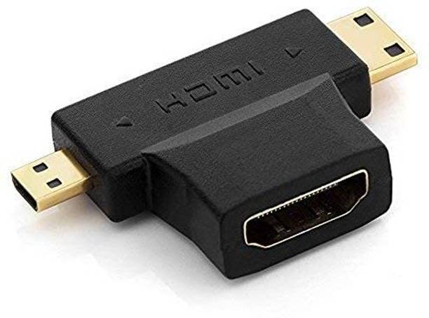 VOOCME 3 in 1 T Shape HDMI Female to Mini & Micro HDMI Male 90 Degree Multi Adapter Converter-Hdmi Female to Mini & Micro HDMI Connector
