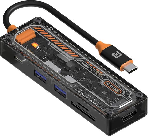 Portronics MPort View Two 6in1 100W Type-C Hub, fast 3.0,4K HDMI,Micro SD,USB 2.0,Laptop,PC POR-2873 USB Hub