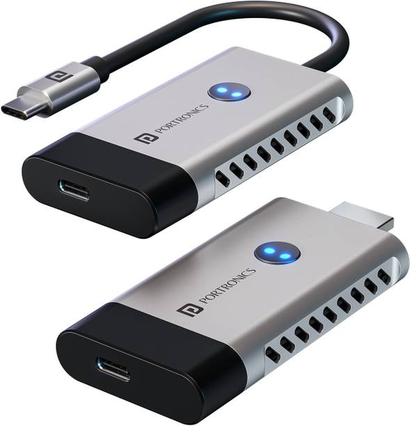 Portronics Sky Cast Wireless Type-C to HDMI Screen Casting Adapter 4K@50Hz, Type-C Input HDMI Connector