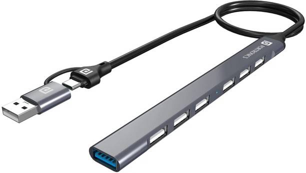Portronics MPORT 7 WITH 6 USB 2.0 & 1 USB 3.0 WITH DURABLE TYPE C AND USB A DOUBLE HEADS POR 1792 USB Hub