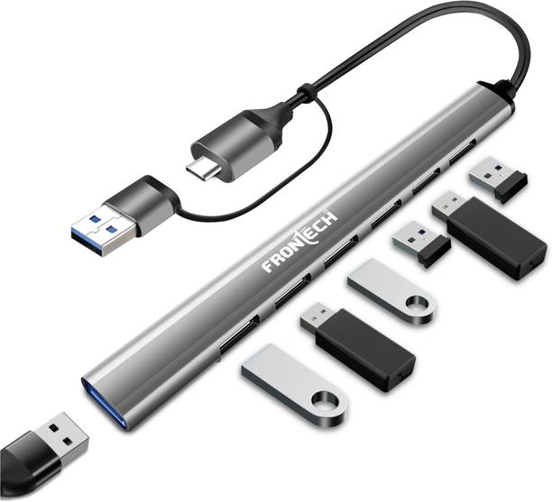 Frontech Dual Input USB Hub| 1 x 3.0 & 6 x 2.0 Port USB with Type-C & USB-A Compatibility NC-0043 USB Hub