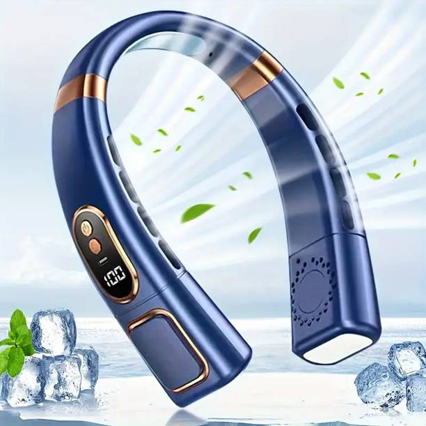 ZUVUZU 360° Cooling 20Hrs Play 9000 mAh Battery Operated Neck Fan LED Light for Office, Home,Sports,Travel, USB Rechargeable Neck Fan, Personal Fan,5 Speeds Adjustment, USB Fan
