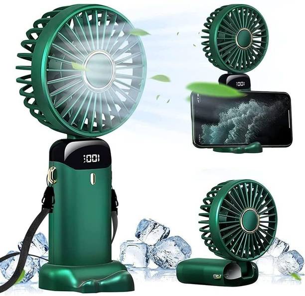 HRKA Display Fan Hand 5 Speed with Foldable 90° & Easy Portability Rechargeable D152 Portable Display Fan Hand 5 Speeds_HS152 USB Fan