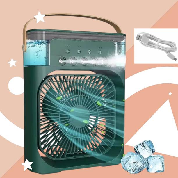 KGDA Cooler for Room Cooling Mini AC Portable Mini Fan Cooler with 7 Colors LED Light 3 Wind Saver Speeds and 3 Spray Modes Vault Office,Home,Dorm, Save Design USB Air Cooler