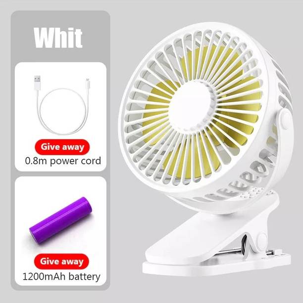 Sampri Portable USB-Powered Table Fan with Clip-on Mini Desk Fan 40 mm 3 Blade Table Fan