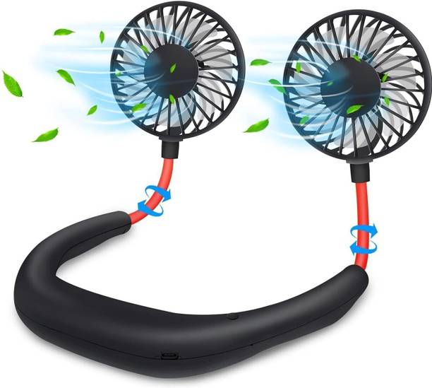 Refulgix Hand Free Neck Fan, Rechargeable Mini USB Personal Fan with 360 Rotation, 3 Adjustable Speeds USB फैन