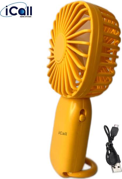 icall Rechargeable Mini LD9 Hand Fan with Light Build-in Rechargeable Battery with Table Holder for Home, Makeup, Office, Indoor, Outdoor, Travel Rechargeable Fan