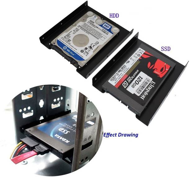 VOOCME SSD Bracket 2.5 to 3.5 Adapter SSD Mounting Bracket Kit 2.5 to 3.5 SSD HDD Hard Disk Drive Bays Holder Metal Mounting Bracket Adapter with Screws (Pack of 1) Laptop Accessory