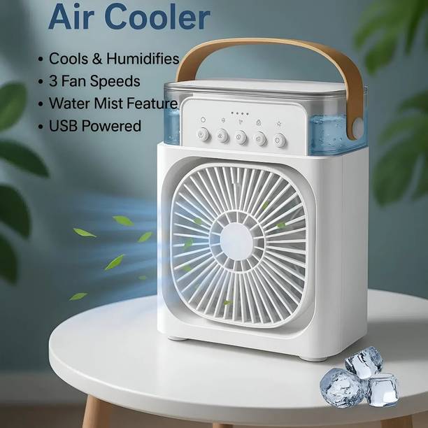 AAYU Traders Mini Rechargeable USB Fan With Mist Spray With LED Light Mini AC for Office Home Mini Rechargeable USB Fan With Mist Spray With LED Light Mini AC for Office Home Laptop Accessory