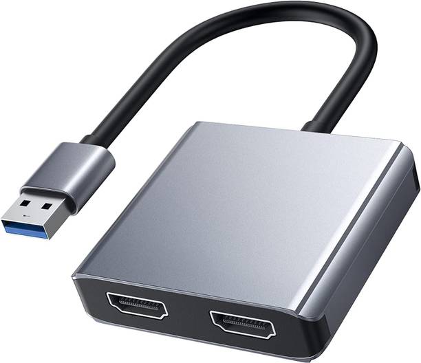 RuhZa USB A to HDMI Splitter Support Windows USB 3.0 to Dual HDMI Adapter 4K 30Hz, USB to HDMI Adapter. HDMI Connector