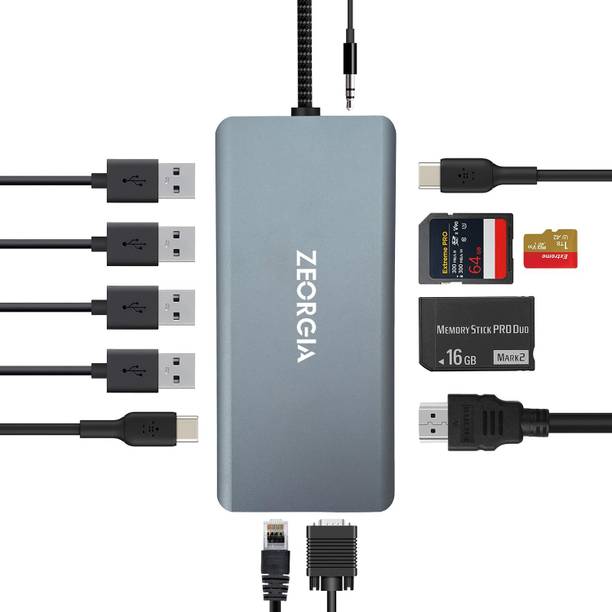 Zeorgia 4K HDMI Port, 4XUSB 3.0 Port, 3XType C Port, Ethernet Port, VGA Port Type-C Adapter_13 in 1 USB Hub
