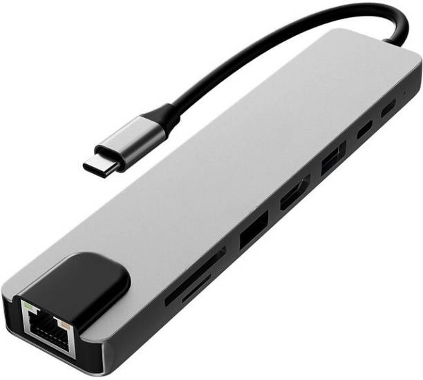 Foxne Point 8 Ports Type C Hub Adapter 4K SD/TF HDMI co...