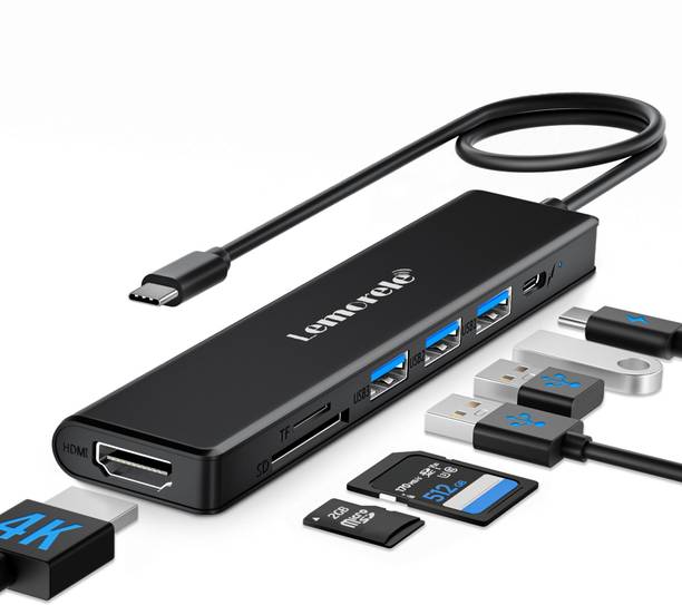 Lemorele USB Type-C Multiport Dongle Hub Adapter 7 in 1 with HDMI 4K@30Hz USB3.0 TC70 HDMI Connector