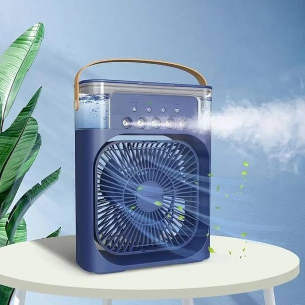 sufi Portable Mini Air Cooler & Humidifier – USB Desk Fan with 3 Speeds, 5 Spray Modes, 7 LED Night Light, Personal Room & Office AC USB Air Cooler, USB Fan