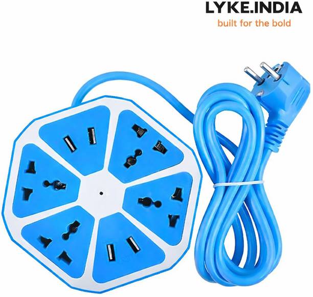 lyke 8 Socket Extension Board with USB 8  Socket Extension Boards
