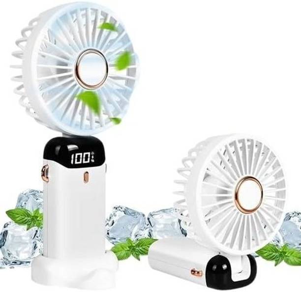 HRK collections Display Fan Hand 5 Speed with Foldable 90° & Easy Portability Rechargeable D8 Portable Display Fan Hand 5 Speeds_HS8 USB Fan