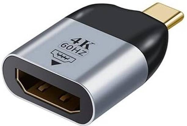 RuhZa Aluminium Alloy Body Compatible Mobile, Tablet Laptop Mac Surface Projector Type-C to Female HDMI Adapter with 4K@60Hz HD Resolution Laptop Accessory