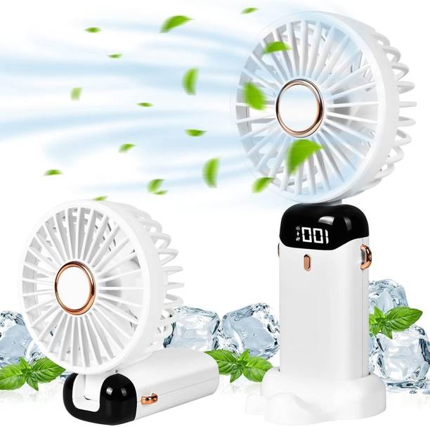 HRKA Display Fan Hand 5 Speed with Foldable 90° & Easy Portability Rechargeable D81 Portable Display Fan Hand 5 Speeds_HS81 USB Fan