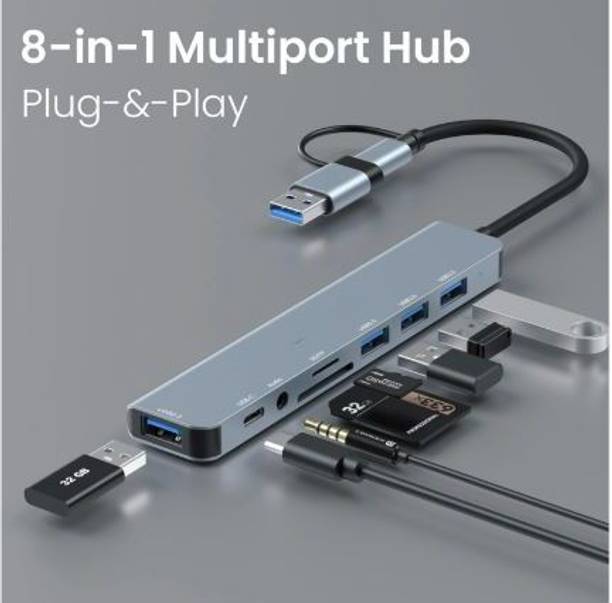 OSNA 8-in-1 Type C Hub/Docking Station with HDMI 60Hz,Data Transfer Multiport Adapter 8 in 1 usb hub USB Hub