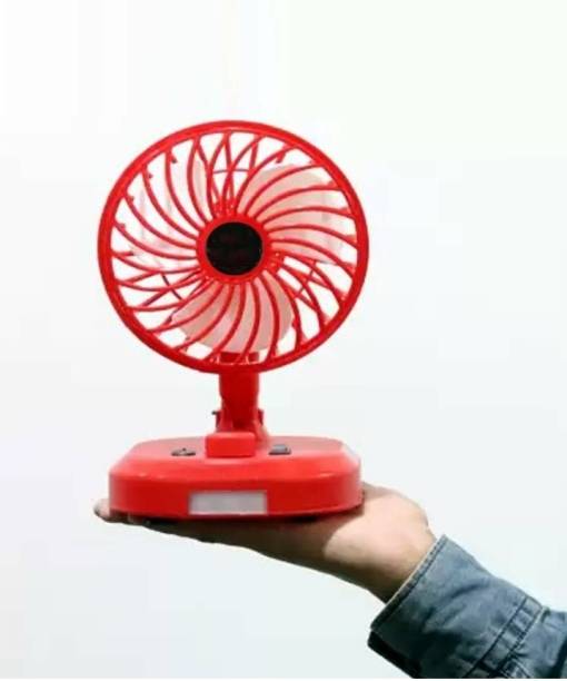 JAIN ELECTRONICS Air Electric Mini Portable USB Table Fan Cooler LED Lamp Handy Chargeable Wind High Indoor Outdoor Fan Speed Cooler Home Car kitchen Desk Travel Rechargeable USB Fan