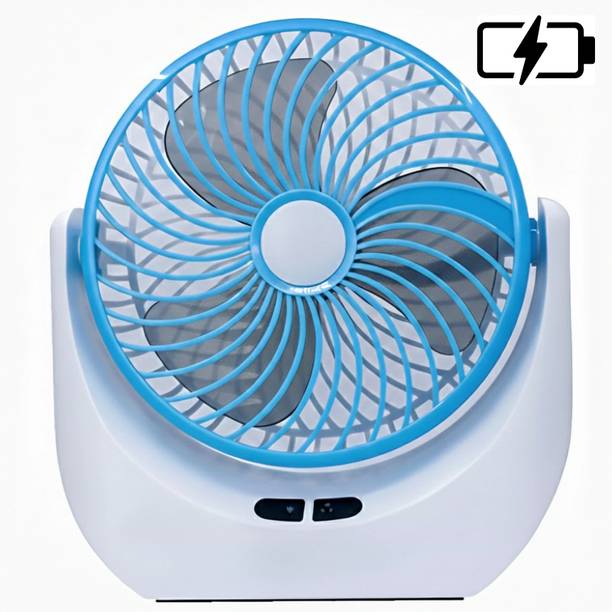 paxfrio High Speed Rechargeable portable Table Fan with LED Light Battery Powered 3-Speed Portable Mini Fan Electric For Home, Office , Kitchen USB Fan