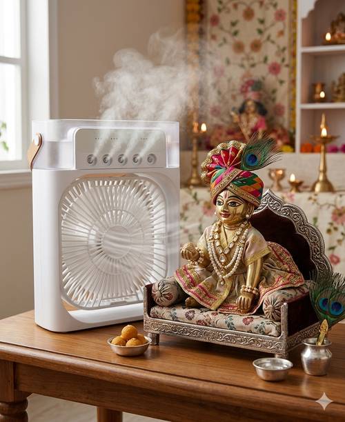 gandharva traders COOL BREEZE PRO MINI COOLER PORTABLE COOLING FAN FOR LADDO GOPAL JI USB Air Cooler