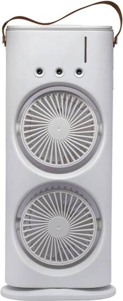 SLIPCARE Double Ended USB Rechargeable Air Cooler Fan with LED Light | 3-Speed Spray S22 Mist Fan with Remote & Touch Control | 280ml Ice Tank, Cold Mist Cooling Fan S22 USB Air Cooler