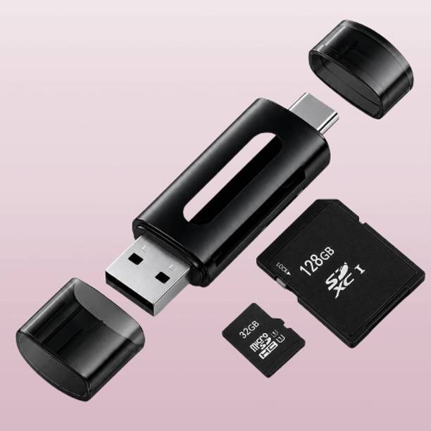 HRYFiNE ATUD-16 2-in-1 Type-C OTG Card Reader Micro SD,XC SD Adapter Compatible with All Mobile , Laptop, Camera Card Reader