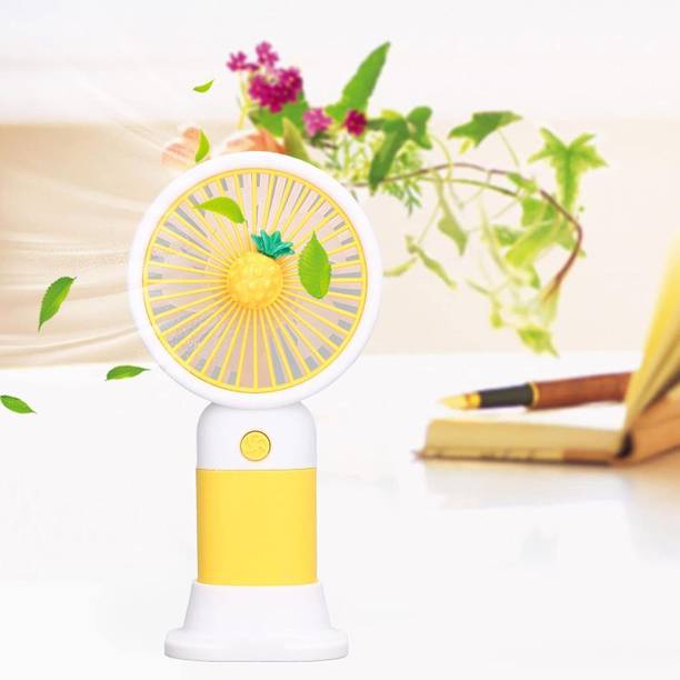 Mukti Traders Portable USB Rechargeable Mini Fan, Pineapple Design, Lightweight ABS Material Mini Fan USB Fan