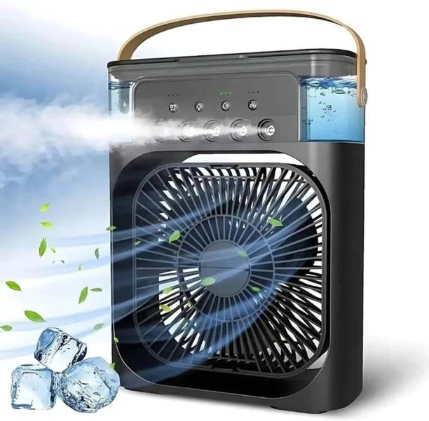 LU MOTECH Mini Air Cooler for Room Cooling Portable Fan with -Color LED Light 5-in-1 Portable Air Conditioner Fan with Water Tank, USB Rechargeable Mini USB Air Cooler