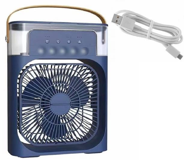 KGDA Cooler for Room Cooling Mini AC Portable Mini Fan Cooler with 7 Colors LED Light 3 Wind Saver Speeds and 3 Spray Vault Office,Home,Dorm, Save Carved Design USB Air Cooler